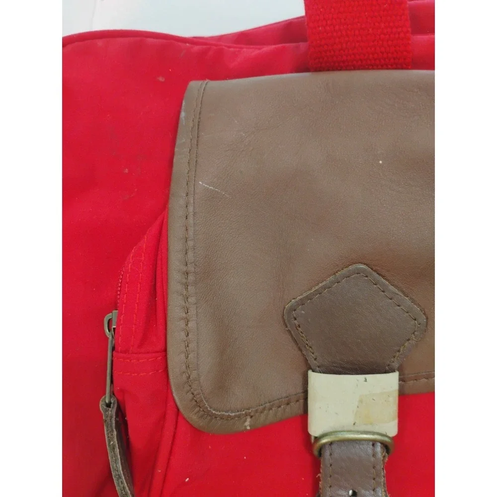 Vintage 90s Marlboro Bag Red Country Store Duffle Leather Flap Travel Bag Gear